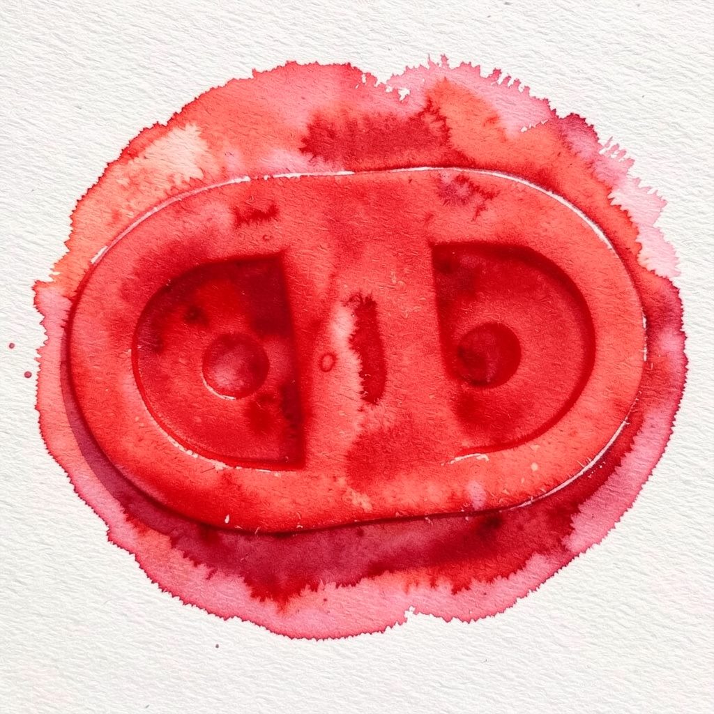 Watercolour depiction of a technician carefully inspecting a rubber sole mould